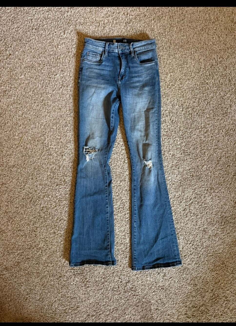 KUT from the Kloth Meg High Rise Distressed Flare Jeans